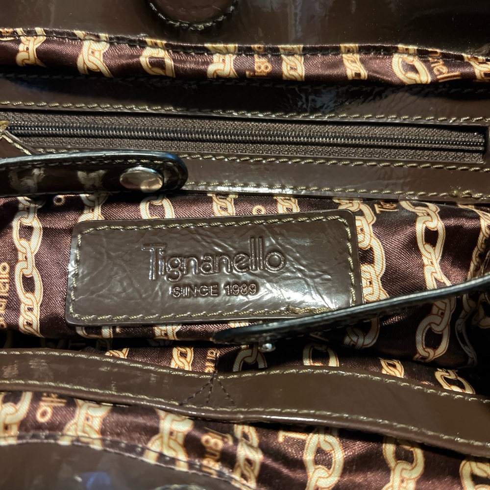 TIGNANELLO Brown Leather Satchel  Purse Handbag - Picture 4 of 4